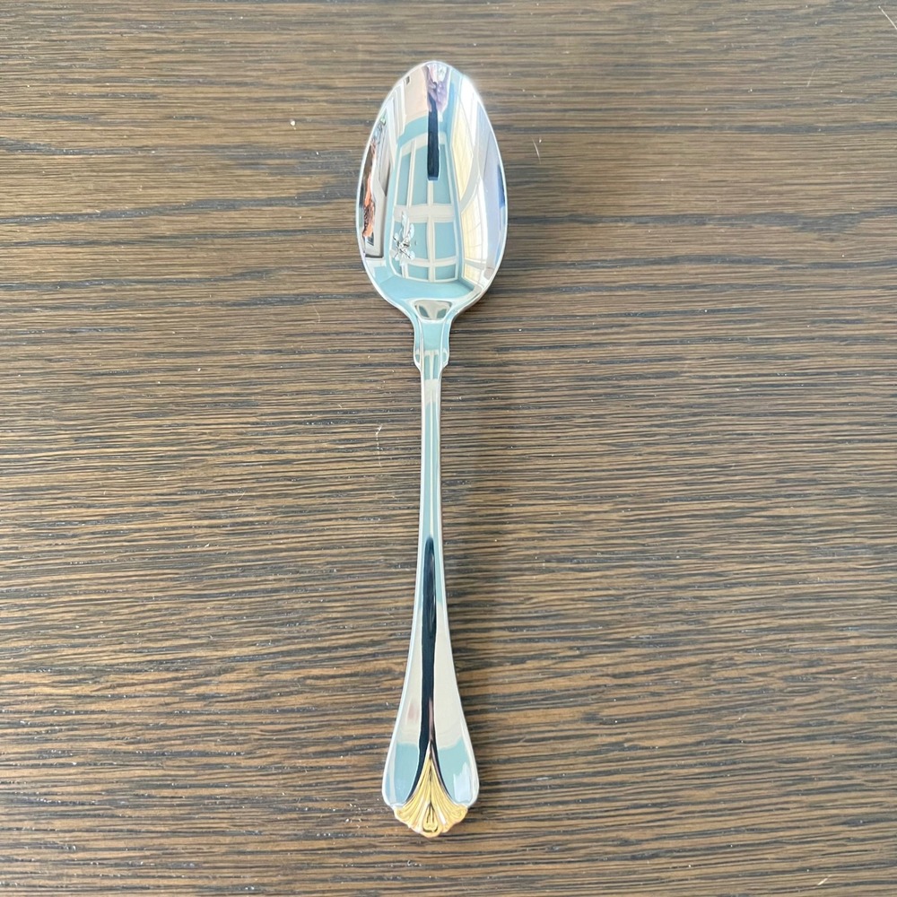 Yamazaki Cara Gold Accent Teaspoon 18/8 Stainless‎ Steel Japan Shell Tip NEW